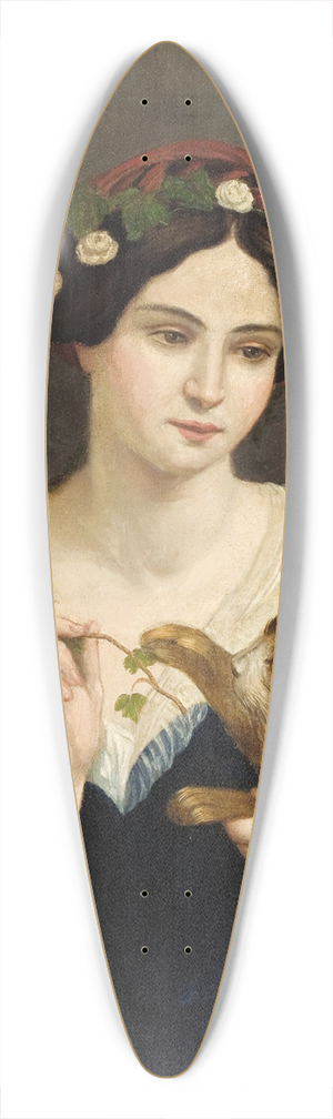 Juan Cordero - Portrait of a Woman with a Cat and Ivy 39.3 inch art pintail longboard deck