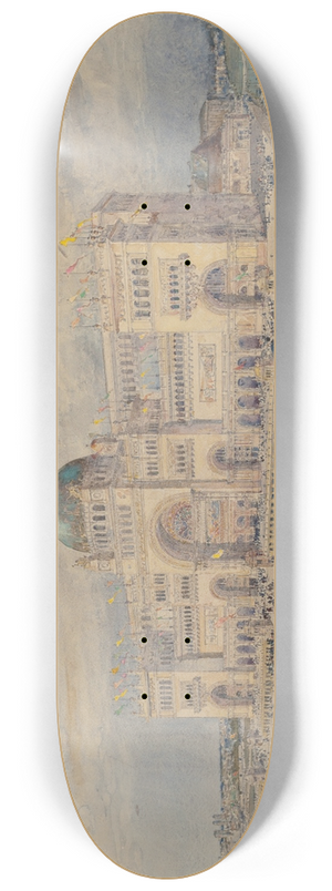 Childe Hassam - The MacKaye Spectatorium with Iowa Pavillion in Foreground, Columbian Exposition 8.25 inch art skate deck