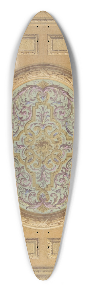 Jules-Edmond-Charles Lachaise - Design for a ceiling decorated with bands of oak leaves and a central panel of scrolls and rinceaux 39.3 inch art pintail longboard deck Jules-Edmond-Charles Lachaise - Design for a ceiling decorated with bands of oak leaves and a central panel of scrolls and rinceaux 39.3 inch art pintail longboard deck