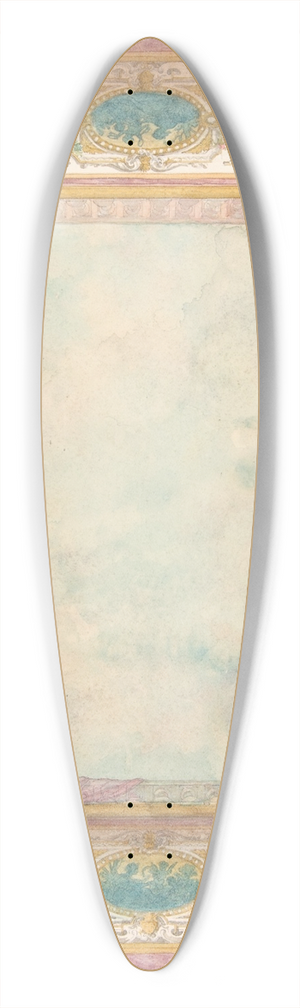 Jules-Edmond-Charles Lachaise - Design for a ceiling with trompe loeil balustrade and putti 39.3 inch art pintail longboard deck