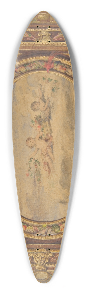 Jules-Edmond-Charles Lachaise - Design for a painted ceiling with putti on clouds in a central oval 39.3 inch art pintail longboard deck Jules-Edmond-Charles Lachaise - Design for a painted ceiling with putti on clouds in a central oval 39.3 inch art pintail longboard deck