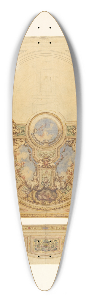Jules-Edmond-Charles Lachaise - Design for the decoration of an oval ceiling with putti and garlands; with a detail of a lunette 39.3 inch art pintail longboard deck