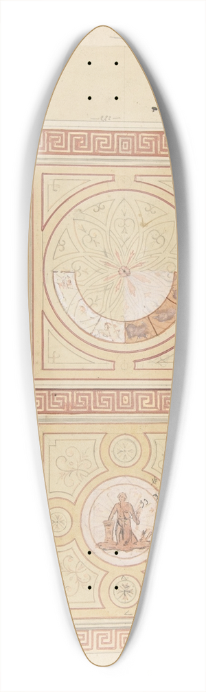 Jules-Edmond-Charles Lachaise - Design for the decoration of the ceiling of a vestibule in painted panels with roman key borders 39.3 inch art pintail longboard deck