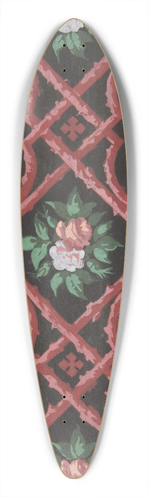 Jules-Edmond-Charles Lachaise - Design for wallpaper featuring flowers and latticework 39.3 inch art pintail longboard deck Jules-Edmond-Charles Lachaise - Design for wallpaper featuring flowers and latticework 39.3 inch art pintail longboard deck