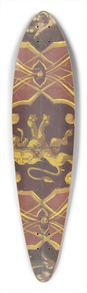 Jules-Edmond-Charles Lachaise - Design for wallpaper featuring rampant lions and crowns 39.3 inch art pintail longboard deck