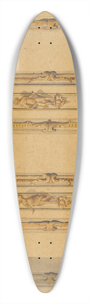 Jules-Edmond-Charles Lachaise - Elevation of an interior showing a wall decorated in ornate panels and mounted statuettes 39.3 inch art pintail longboard deck Jules-Edmond-Charles Lachaise - Elevation of an interior showing a wall decorated in ornate panels and mounted statuettes 39.3 inch art pintail longboard deck