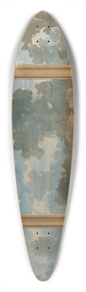 Jules-Edmond-Charles Lachaise - Elevation of a paneled interior decorated with painted landscapes and coves with cartouches and flowers 39.3 inch art pintail longboard deck Jules-Edmond-Charles Lachaise - Elevation of a paneled interior decorated with painted landscapes and coves with cartouches and flowers 39.3 inch art pintail longboard deck