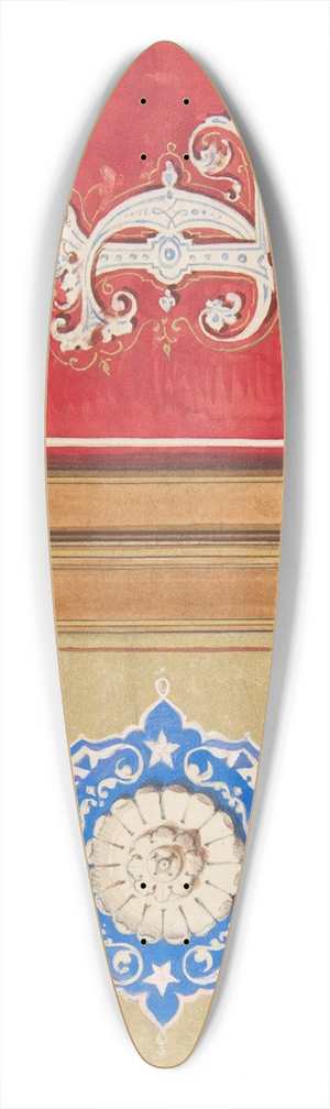 Jules-Edmond-Charles Lachaise - Two alternative designs for the painted decoration of a panel (one with the intertwined initials CL) 39.3 inch art pintail longboard deck Jules-Edmond-Charles Lachaise - Two alternative designs for the painted decoration of a panel (one with the intertwined initials CL) 39.3 inch art pintail longboard deck