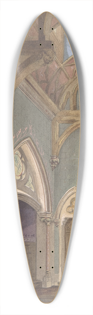 Jules-Edmond-Charles Lachaise - View of Interior with Figures, Saint Clotilde 39.3 inch art pintail longboard deck Jules-Edmond-Charles Lachaise - View of Interior with Figures, Saint Clotilde 39.3 inch art pintail longboard deck