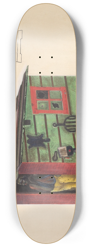 Chris Makrenos - Toy bank  Man in a Cabin 8.25 inch art skate deck