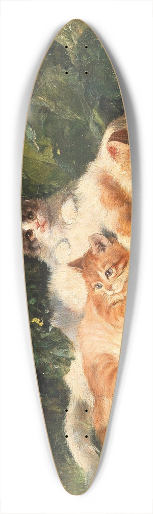 Julius Adam the elder - Cat with her Kittens 39.3 inch art pintail longboard deck