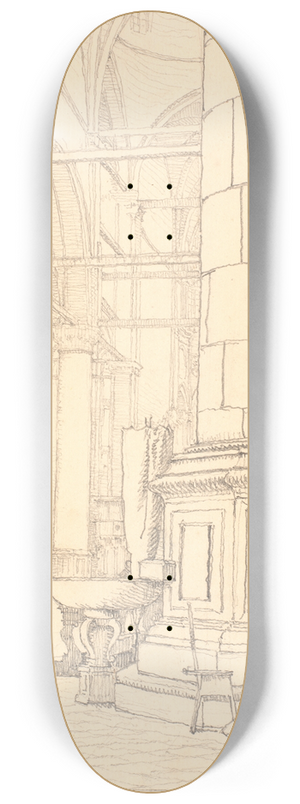 Christen Kbke - Parti fra det indre af Ss.Giovanni e Paolo i Venedig 8.25 inch art skate deck