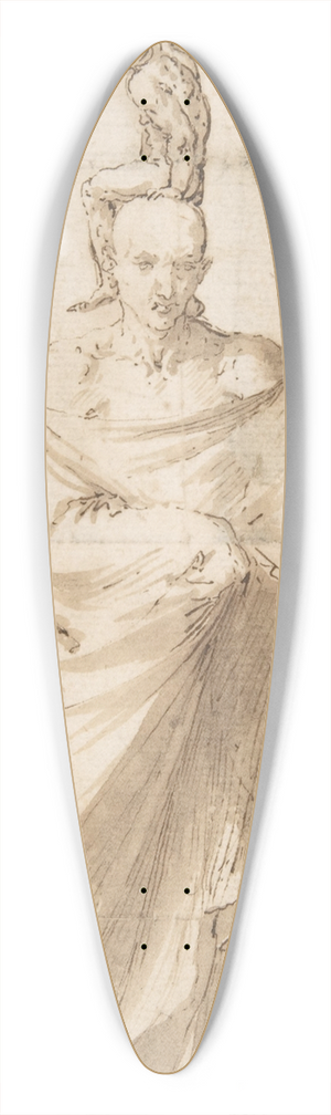 Jusepe de Ribera - Man Wearing a Large Cloak and a Small Naked Man on His Head 39.3 inch art pintail longboard deck
