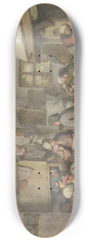 Adriaen van Ostade - Wirtshausinterieur mit rauchenden, trinkenden und kosenden Bauern 8.25 inch art skate deck