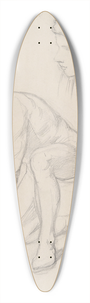 Jzef Simmler - Nude sketch and study of the head in a turban for the figure of Joseph of Arimathea to the painting Entombment 39.3 inch art pintail longboard deck