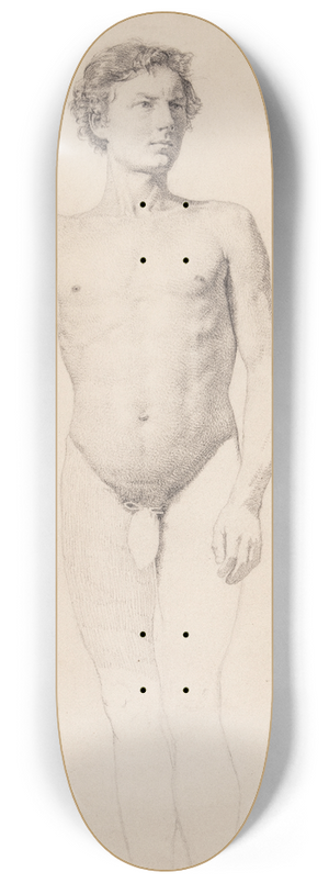 Christen Kbke - Stende mandlig akademimodel, benene kun konturerede 8.25 inch art skate deck