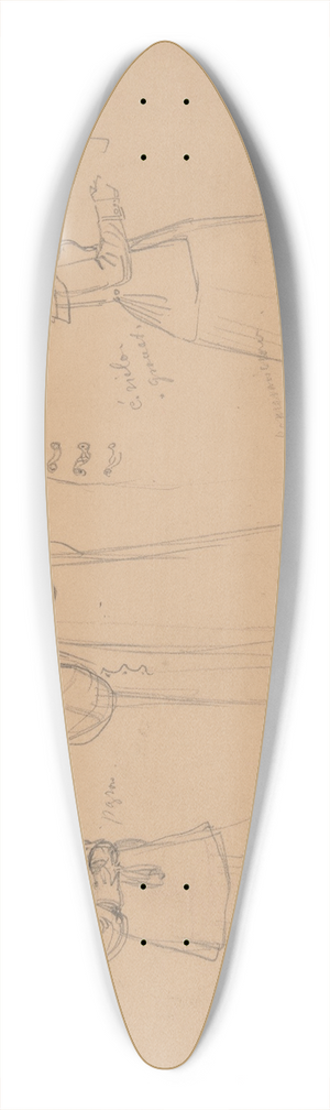 Jzef Simmler - Sketches of figures in folk costumes of Kuyavia 39.3 inch art pintail longboard deck