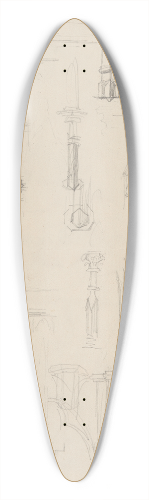 Jzef Simmler - Sketches of Gothic architectural details 39.3 inch art pintail longboard deck