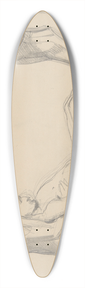 Jzef Simmler - Sketch of nude men to the scene with Nicodemus and Joseph of Arimathea supporting the dead body of Christ to the painting Entombment 39.3 inch art pintail longboard deck Jzef Simmler - Sketch of nude men to the scene with Nicodemus and Joseph of Arimathea supporting the dead body of Christ to the painting Entombment 39.3 inch art pintail longboard deck
