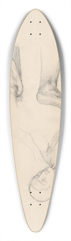 Jzef Simmler - Studies of feet of Nicodemus and Christ to the painting Entombment 39.3 inch art pintail longboard deck Jzef Simmler - Studies of feet of Nicodemus and Christ to the painting Entombment 39.3 inch art pintail longboard deck