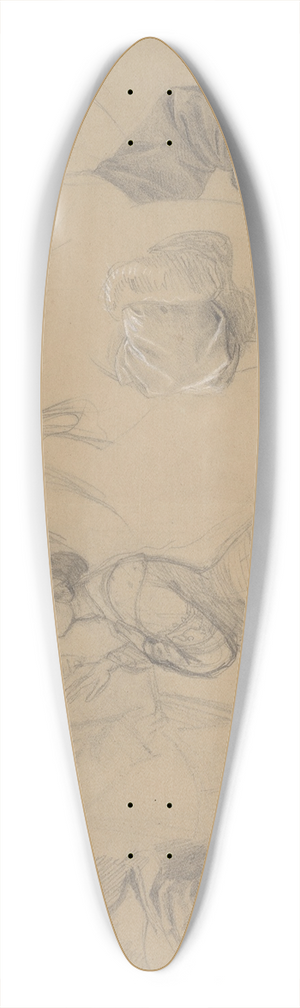 Jzef Simmler - Studies of Jagieos overcoat for the painting Queen Jadwigas Oath 39.3 inch art pintail longboard deck