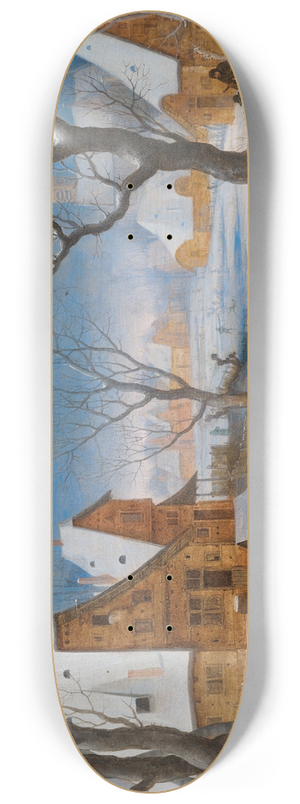Adriaen van Stalbemt - A winter landscape, with figures in a village 8.25 inch art skate deck