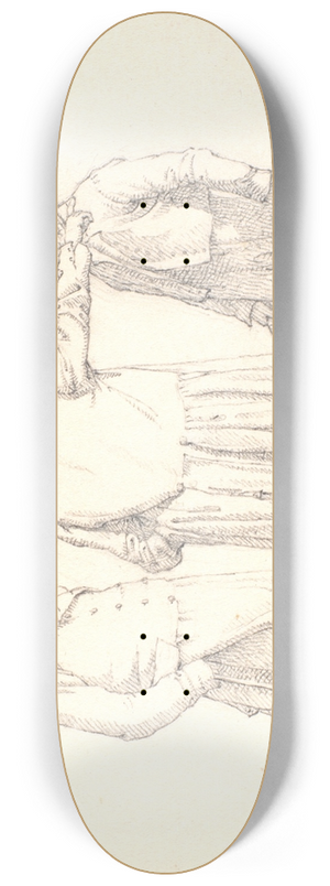 Christen Kbke - Tre personer i samtale; rygvendt i midten bagermester Kbke, t.v. major Krohn og t.h. slavesergent Sprch 8.25 inch art skate deck