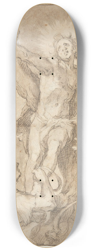 Abraham Bloemaert - Saint Sebastian is tied to a tree by a Roman soldier 8.25 inch art skate deck