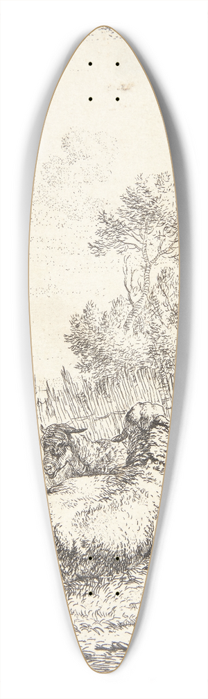 Karel Dujardin - To fr og en ged 39.3 inch art pintail longboard deck Karel Dujardin - To fr og en ged 39.3 inch art pintail longboard deck