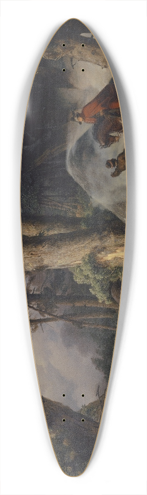 Karl Friedrich Lessing - Charcoal Kiln in an Oak Tree Forest 39.3 inch art pintail longboard deck