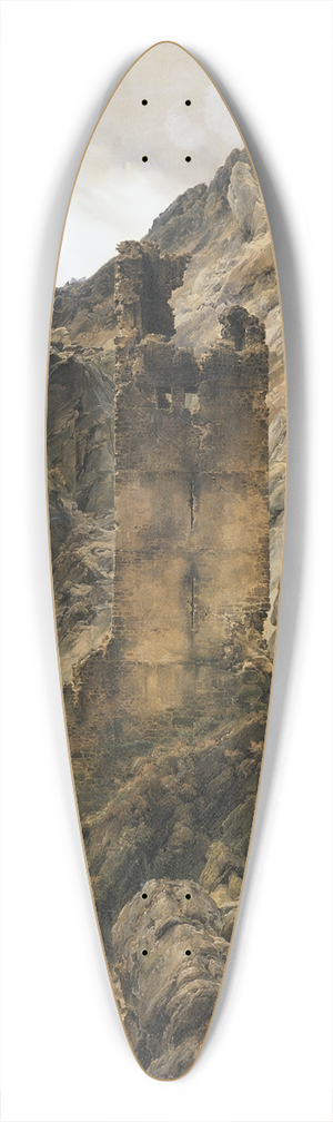 Karl Friedrich Lessing - Rocky Landscape, Gorge with Ruins 39.3 inch art pintail longboard deck