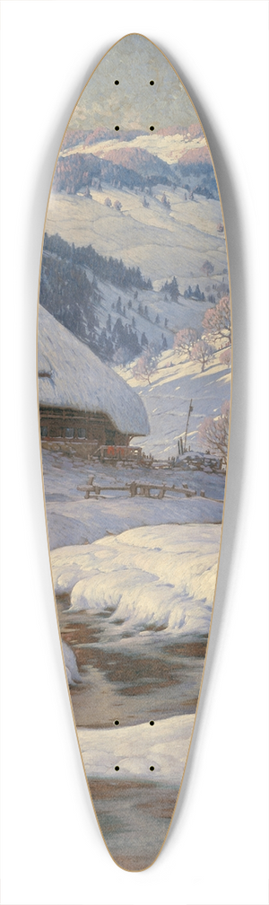 Karl Hauptmann - Black Forest Farmhouses in a Winter Landscape 39.3 inch art pintail longboard deck