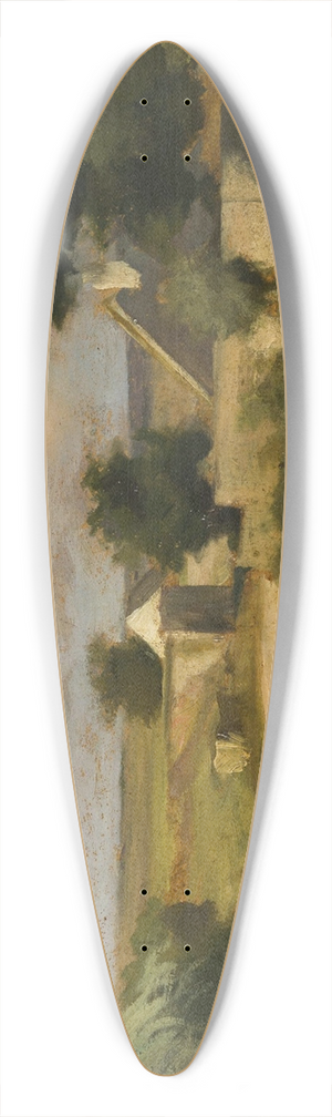 Karl Maria Thuma - At the Edge of a Village 39.3 inch art pintail longboard deck