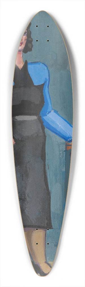 Karl Wiener - Ohne Titel (Frau in blauer Bluse und schwarzem Kleid) 39.3 inch art pintail longboard deck