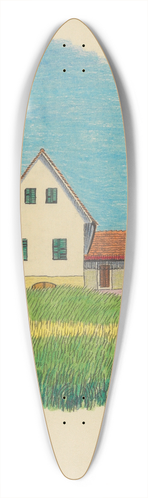 Karl Wiener - Ohne Titel (Haus in Wiese) 39.3 inch art pintail longboard deck