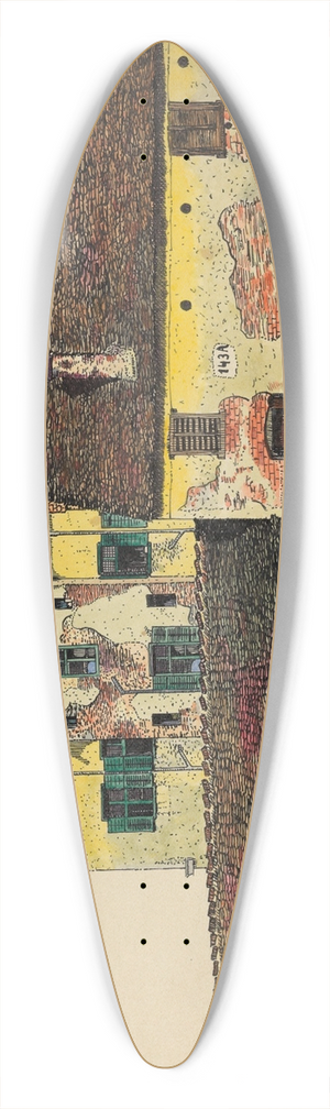 Karl Wiener - Ohne Titel (Huser mit Holzscheune) 39.3 inch art pintail longboard deck