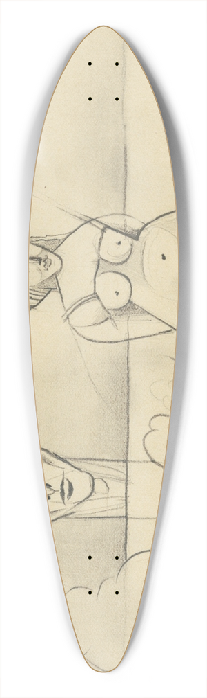 Karl Wiener - Ohne Titel (Selbstbildnis und Frauenfigur) 39.3 inch art pintail longboard deck