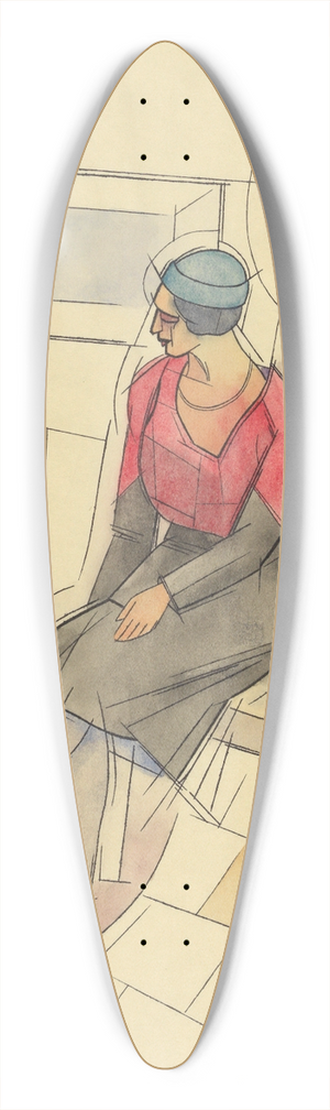 Karl Wiener - Ohne Titel (sitzende Frau, Totenkopf) 39.3 inch art pintail longboard deck