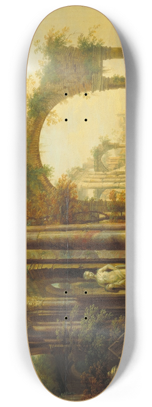 Christian Georg Schtz the elder - Landscape with Ancient Ruins and Two Pack Mules 8.25 inch art skate deck Christian Georg Schtz the elder - Landscape with Ancient Ruins and Two Pack Mules 8.25 inch art skate deck