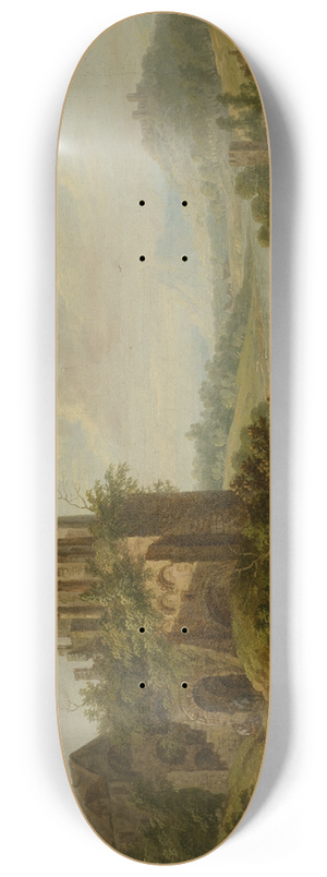 Christian Georg Schtz the elder - Landscape with Temple Ruin 8.25 inch art skate deck