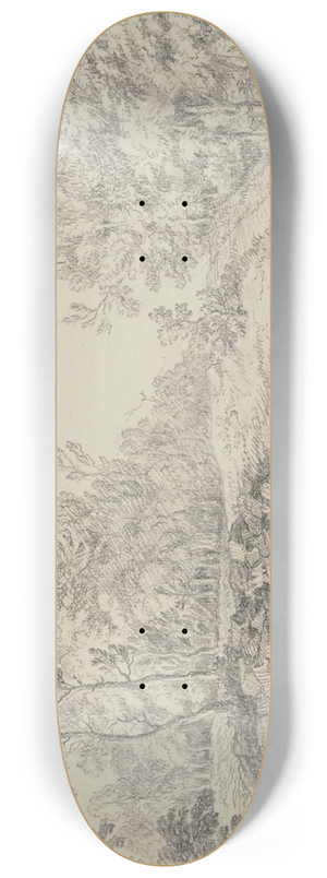 Christian Georg Schtz the elder - Waldlichtung, im Vordergrund drei Khe und zwei Schafe 8.25 inch art skate deck