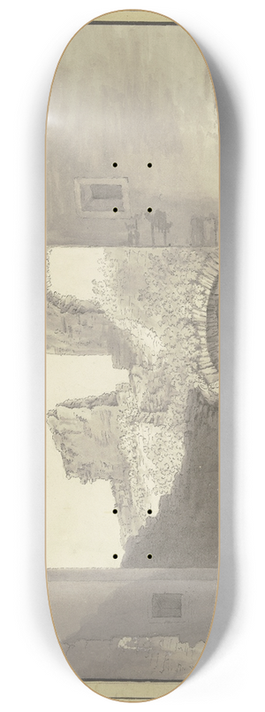 Christian Georg Schtz the Younger - Hof einer Burgruine mit Blick in ein Gewlbe 8.25 inch art skate deck