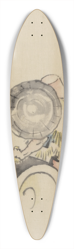 Katsushika Hokusai - A man, wearing a large conical hat and a straw or feather garment 39.3 inch art pintail longboard deck