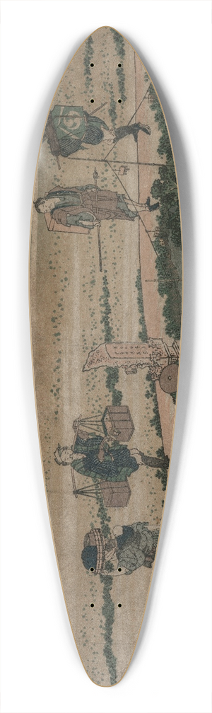Katsushika Hokusai - A View of Mount Fuji and Travellers by a Bridge 39.3 inch art pintail longboard deck Katsushika Hokusai - A View of Mount Fuji and Travellers by a Bridge 39.3 inch art pintail longboard deck