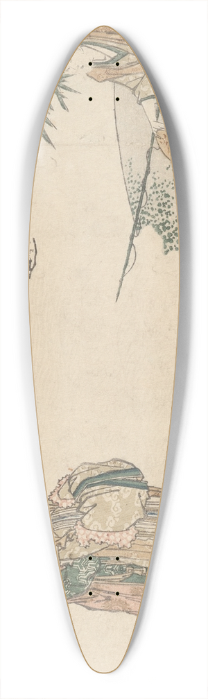 Katsushika Hokusai - Old Man Feeding the Turtles; Princes and Attendants Approaching 39.3 inch art pintail longboard deck