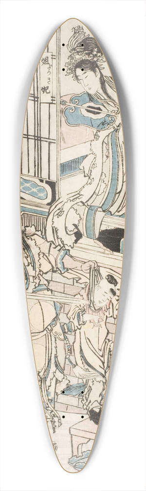 Katsushika Hokusai - The Palace of King Zhou of China 39.3 inch art pintail longboard deck