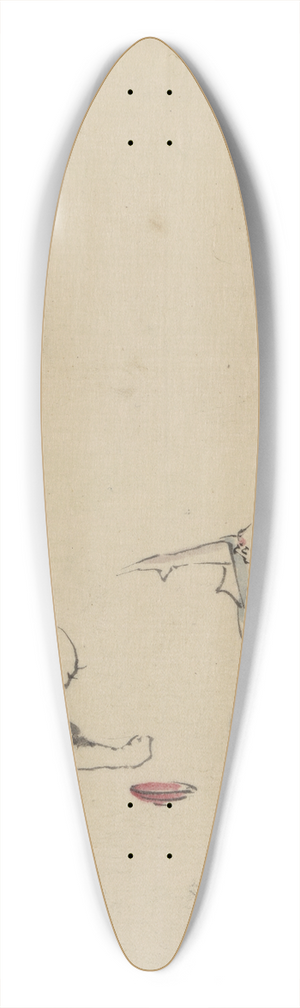 Katsushika Hokusai - Two men playing a game or gambling, possibly involving dice of some sort 39.3 inch art pintail longboard deck