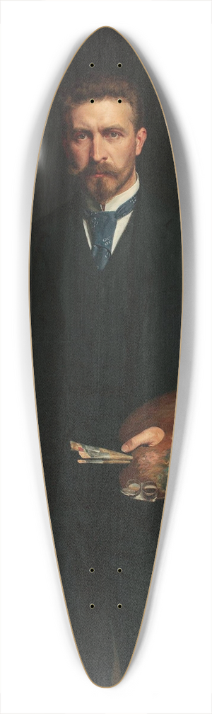 Kazimierz Pochwalski - Self-portrait with palette 39.3 inch art pintail longboard deck