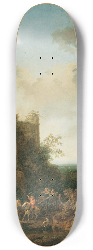 Christian Hilfgott Brand - Landschaft mit Schlossruine und Pferdewagen 8.25 inch art skate deck
