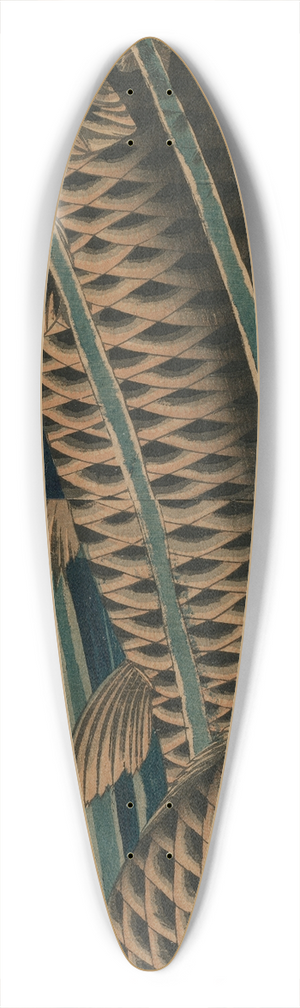 Keisai Eisen - Carp Ascending a Waterfall 39.3 inch art pintail longboard deck